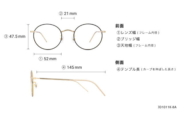 Eyeglasses John Dillinger JD1011K-8A  ゴールド